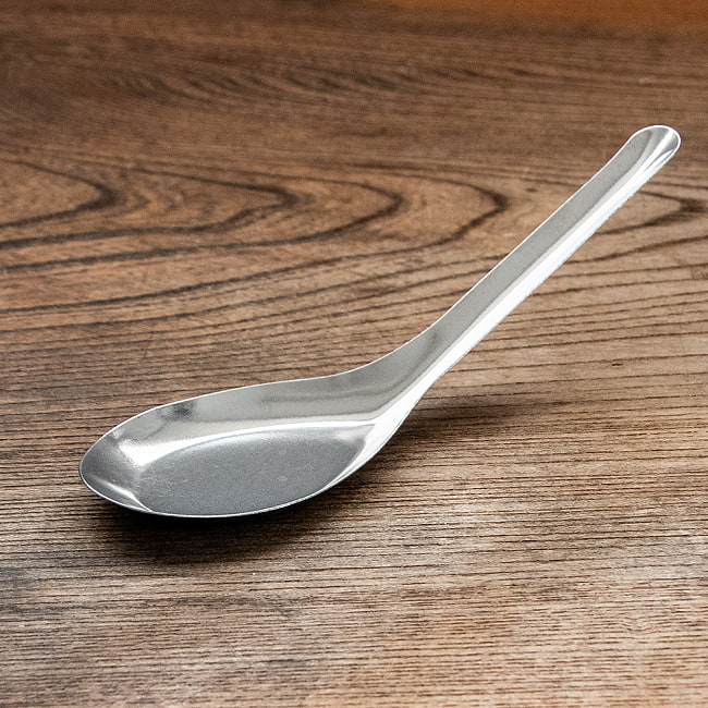 【10個セット】ベトナムのステンレス れんげ15.5cm シンプル 5 - 横から見てみました。