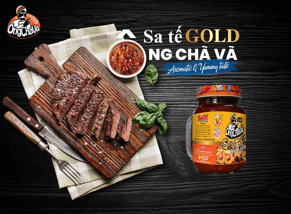 オンチャバ サテソース ゴールド 450g - ベトナムの食べるラー油[OngChava]1枚目の下部説明写真です