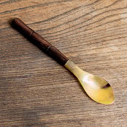 水牛の角と木のスプーン　キャトルホーン　美しいべっ甲模様[約15.5cm×2.5cm] - サブ2
