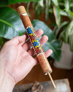 〔約23cm〕音が変わる　竹のバードホイッスル ドットペイント入り｜バリ島の手作り笛・伸び縮みするナチュラル楽器 竹笛 - サブ2