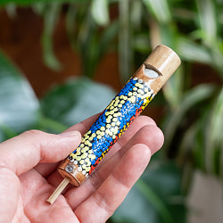〔約12cm〕音が変わる　竹のバードホイッスル ドットペイント入り｜バリ島の手作り笛・伸び縮みするナチュラル楽器 竹笛 - サブ2