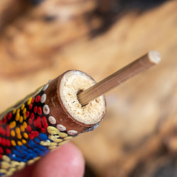 〔約12cm〕音が変わる　竹のバードホイッスル ドットペイント入り｜バリ島の手作り笛・伸び縮みするナチュラル楽器 竹笛 - サブ5