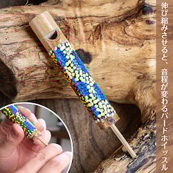 〔約12cm〕音が変わる　竹のバードホイッスル ドットペイント入り｜バリ島の手作り笛・伸び縮みするナチュラル楽器 竹笛の商品写真