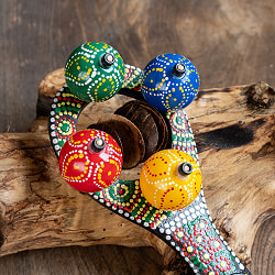 猫デザインのカラフルシェイカー シャカシャカ軽やかな音色｜バリ島の手作り民族楽器・ドットペイント入り ナチュラルパーカッション - サブ3