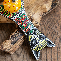 猫デザインのカラフルシェイカー シャカシャカ軽やかな音色｜バリ島の手作り民族楽器・ドットペイント入り ナチュラルパーカッション - サブ5