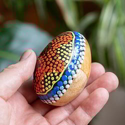 〔Mサイズ 約6.8cm〕片面ドットペイント 木製エッグシェイカー｜ころんと可愛い卵型マラカス・バリ島のナチュラルパーカッション - サブ2