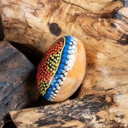 〔Mサイズ 約6.8cm〕片面ドットペイント 木製エッグシェイカー|ころんと可愛い卵型マラカス・バリ島のナチュラルパーカッション