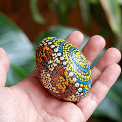 〔Mサイズ 約6.8cm〕ドットペイント 木製エッグシェイカー｜ころんと可愛い卵型マラカス・バリ島のナチュラルパーカッション - サブ2