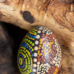 〔Mサイズ 約6.8cm〕ドットペイント 木製エッグシェイカー｜ころんと可愛い卵型マラカス・バリ島のナチュラルパーカッション - サブ4