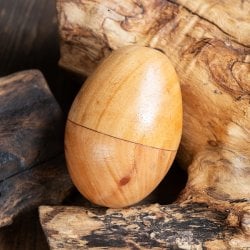 〔Lサイズ 約8.5cm〕木目が綺麗なドットペイント 木製エッグシェイカー|ころんと可愛い卵型マラカス・バリ島のナチュラルパーカッション