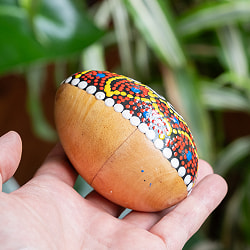 〔Lサイズ 約8.5cm〕片面ドットペイント 木製エッグシェイカー｜ころんと可愛い卵型マラカス・バリ島のナチュラルパーカッション - サブ2