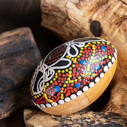 〔Lサイズ 約8.5cm〕片面ドットペイント 木製エッグシェイカー｜ころんと可愛い卵型マラカス・バリ島のナチュラルパーカッション - サブ4