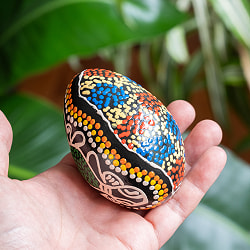 〔Lサイズ 約8.5cm〕ドットペイント 木製エッグシェイカー｜ころんと可愛い卵型マラカス・バリ島のナチュラルパーカッション - サブ2