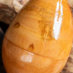 〔BIGサイズ 約11.5cm〕木目が綺麗なプレーンタイプ 木製エッグシェイカー｜ころんと可愛い卵型マラカス・バリ島のナチュラルパーカッション - サブ3