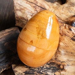 〔BIGサイズ 約11.5cm〕木目が綺麗なドットペイント 木製エッグシェイカー｜ころんと可愛い卵型マラカス・バリ島のナチュラルパーカッションの商品写真