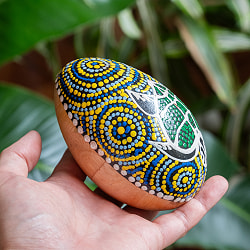 〔BIGサイズ 約11.5cm〕片面ドットペイント 木製エッグシェイカー｜ころんと可愛い卵型マラカス・バリ島のナチュラルパーカッション - サブ2