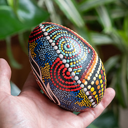 〔BIGサイズ 約11.5cm〕ドットペイント 木製エッグシェイカー｜ころんと可愛い卵型マラカス・バリ島のナチュラルパーカッション - サブ2