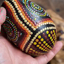 〔BIGサイズ 約11.5cm〕ドットペイント 木製エッグシェイカー｜ころんと可愛い卵型マラカス・バリ島のナチュラルパーカッション - サブ5