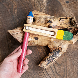 顔つき木製ロータリーパーカッション｜くるくる回してバチバチ音が鳴る 楽しい打楽器 おもちゃ楽器 - サブ2