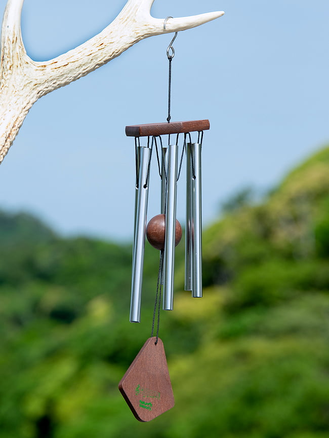 倍音が美しいヒーリング風鈴 - Nature’s Melody - 19cm（銀色）【PG14SV】の写真玄関ドアチャイム,ドアベル,ギフト,プレゼント,風鈴,チャイム,ヒーリング,楽器,癒やし,エナジーチャイム,民族楽器