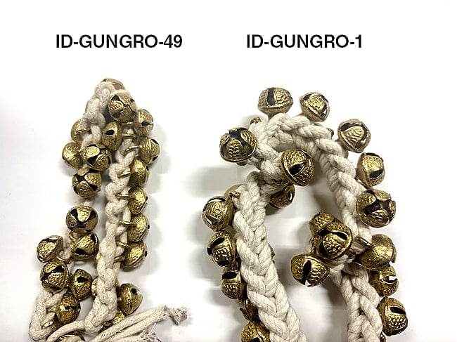 インド舞踊で使う紐グングル 両足分2本セット 6 - こちらは【ID-GUNGRO-1】です。他の類似品と比べ、鈴のサイズも大きめです。