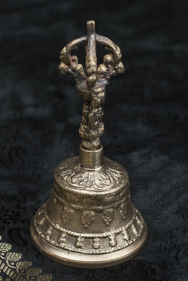 金剛鈴（ガンター）のハンドベル[約11.5cm]の写真ハンドベル,ガンター,ヴァジュラ,密教法具,ネパール　打楽器,打楽器,民族楽器
