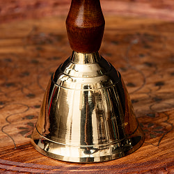 [木の持ち手付き]ブラス製ハンドベル【約16.5cm】 - サブ3