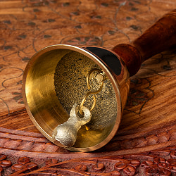 [木の持ち手付き]ブラス製ハンドベル【約16.5cm】 - サブ4