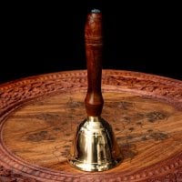 [木の持ち手付き]ブラス製ハンドベル【約16.5cm】