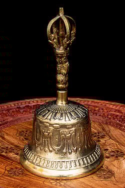 密教法具・金剛鈴（ガンター）と金剛杵（ヴァジュラ）のセット【高さ20.5cm】 - サブ2