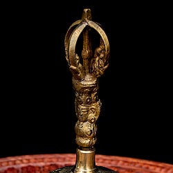 密教法具・金剛鈴（ガンター）と金剛杵（ヴァジュラ）のセット【高さ20.5cm】 - サブ3