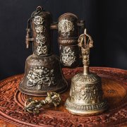 【1点物】密教法具・金剛鈴 宝匣 ガンター・バジュラ・ケースのフルセット