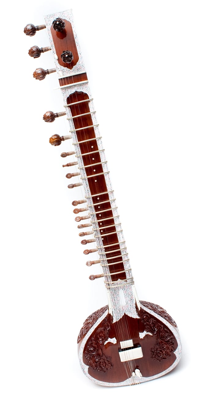 高級シタールセット（グラスファイバーケース）の写真1枚目です。シタールの全体写真ですシタール,Sitar,インド 楽器,インド 弦楽器,民族楽器