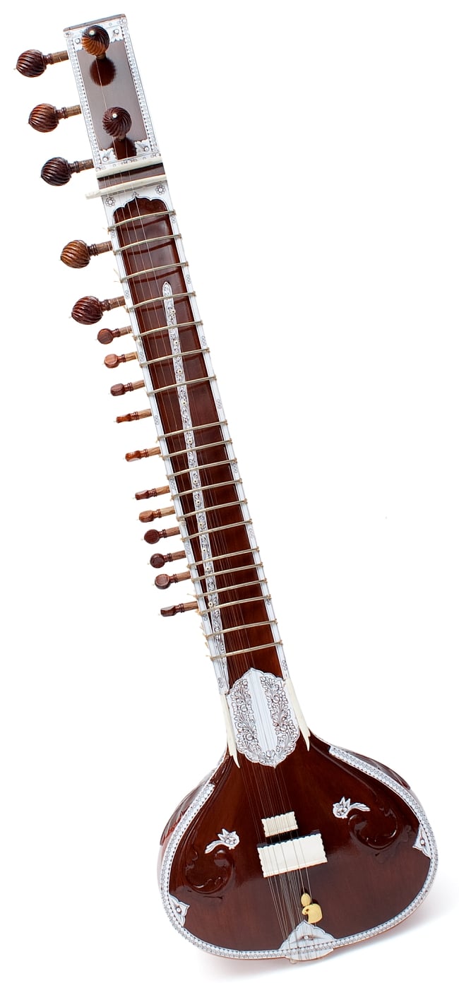 練習用シタールセット（グラスファイバーケース）の写真1枚目です。シタールの全体写真です。こちらは【選択：A】茶色の写真です。シタール,Sitar,インド 楽器,インド 弦楽器,民族楽器