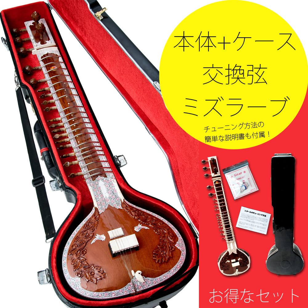 【送料無料】 【Kartar Music House社製】シタールセット（グラスファイバーケース） / Sitar インド 楽器 弦楽器 民族楽器 インド楽器