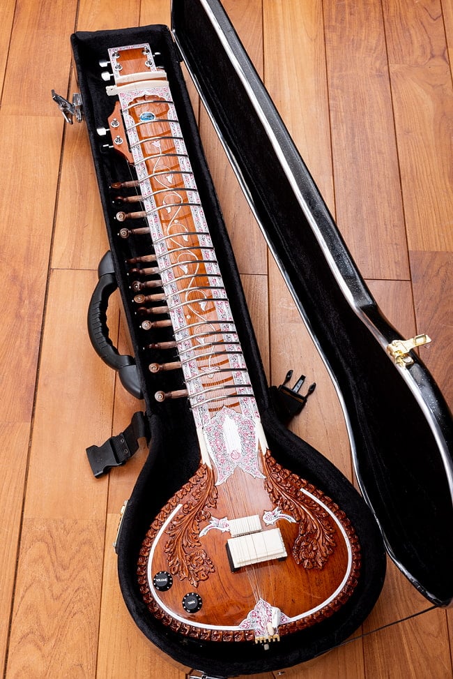 【ニス剥がれあり・ポッド難ありの訳あり品】【Kartar Music House社製】エレクトリックシタールセット(グラスファイバーケース)の写真