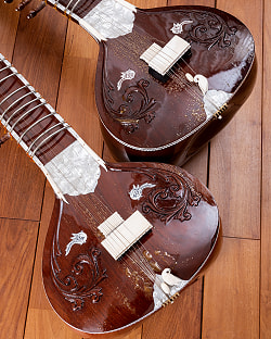 【訳あり・ニス剥がれあり】【Kartar Music House社製】シンプルシタールセット（グラスファイバーケース） - サブ5