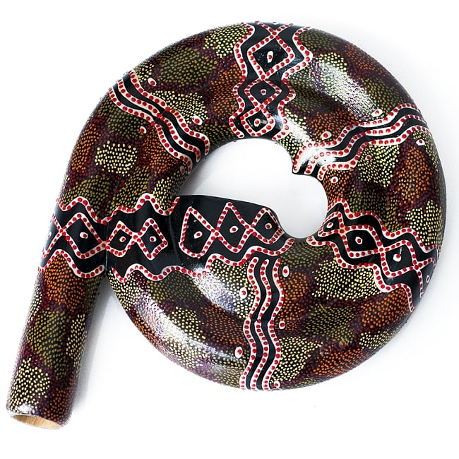 スパイラル・ディジュリドゥ【総柄・黒×オレンジ×クリーム系】の商品写真 1枚目 全体写真です。