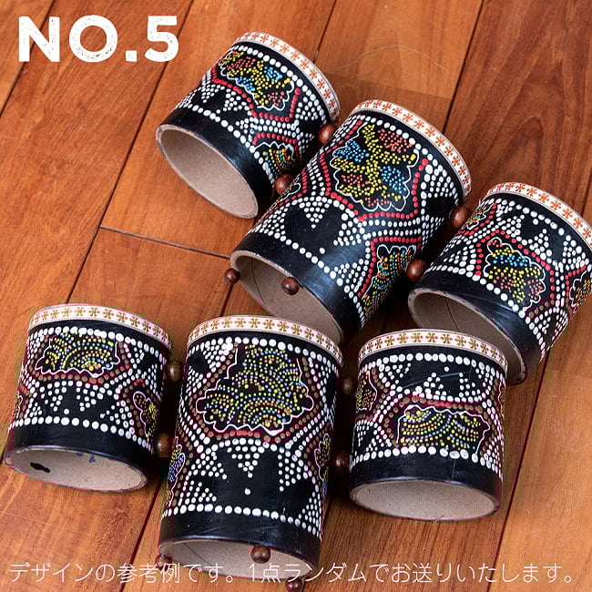 バリ島の民族楽器 ティンプトンドラム|ドットペイントが美しい 手とマレットで楽しむ3連打楽器 20 - No.5:中心白系