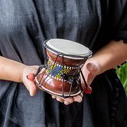 ダムルー　バリ島のドットペイントがかわいい｜シヴァ神の小さなでんでん太鼓・誰でも鳴らせる民族楽器 - サブ2