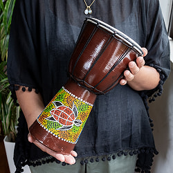 〔高さ：約30cm〕色鮮やかなドットペイントが魅力　ジャンベ｜バリ島の手作り民族楽器・コンパクトサイズの打楽器パーカッション - サブ2