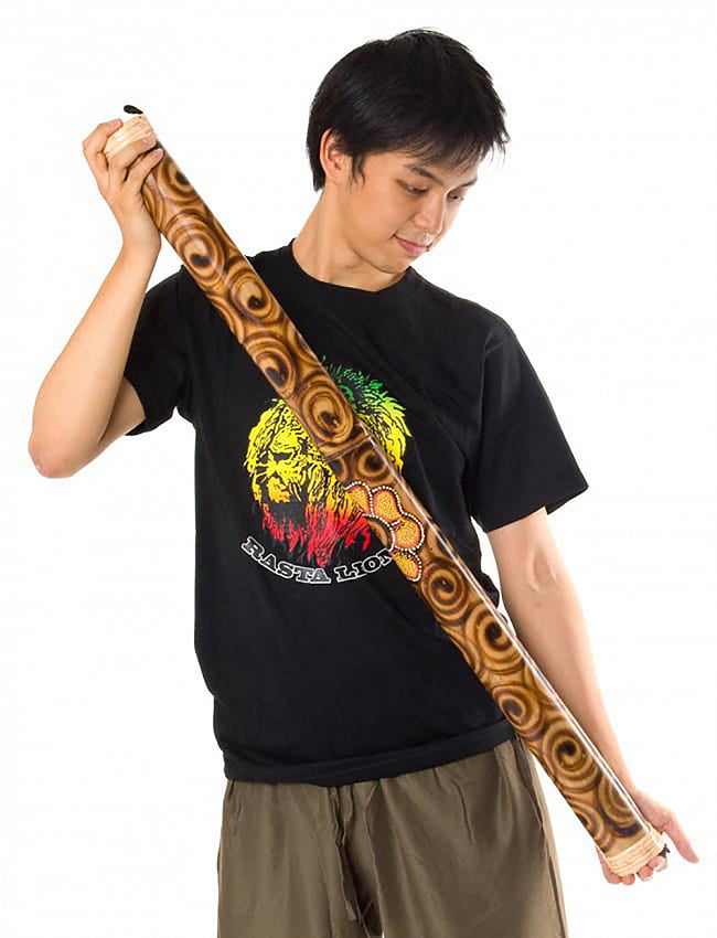 レインスティック 雨音がする民族楽器 (100cm、バンブー【太陽】) 5 - たっぷりした長さのレインスティックです。