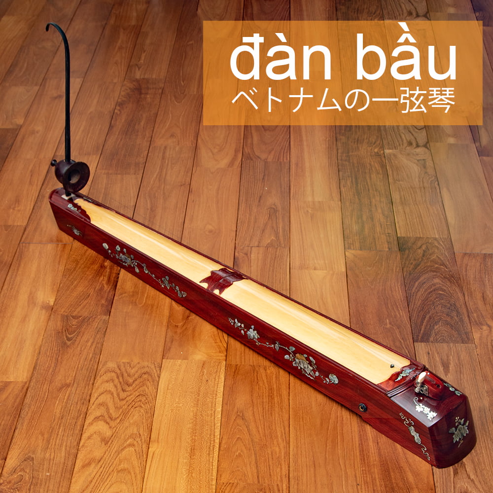 【送料無料】 ベトナムの一弦琴 ダン バウ （大） / 民族楽器 箏 dan bau 弦楽器 インド楽器 エスニック楽器 ヒーリング楽器