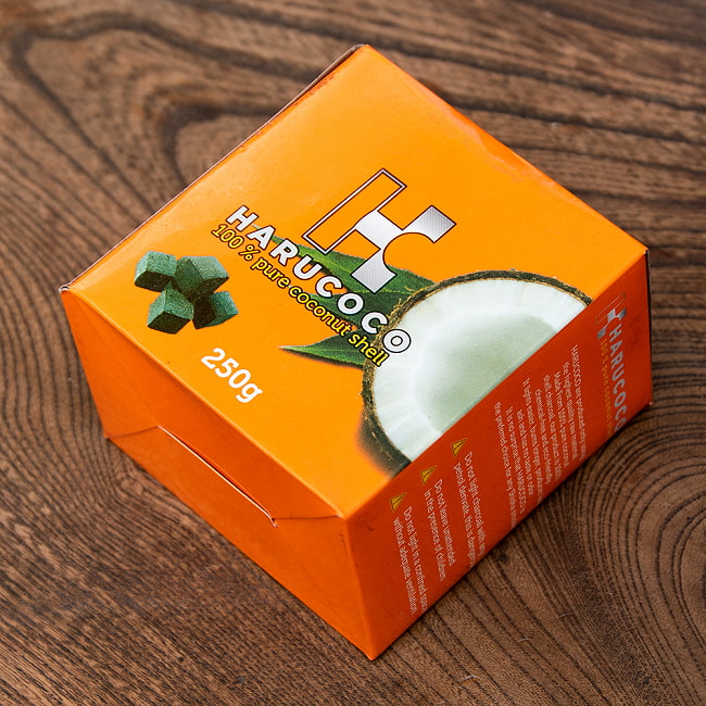 ココナッツ製のシーシャ炭 HARUCOCO - 18個入り 250g　樹脂香・レジン香にもオススメ 2 - パッケージ写真