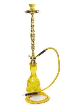 初めてのシーシャセット(水タバコ)黄色【77cm】フレーバー、炭、アルミホイル、トング、説明書付きの写真
