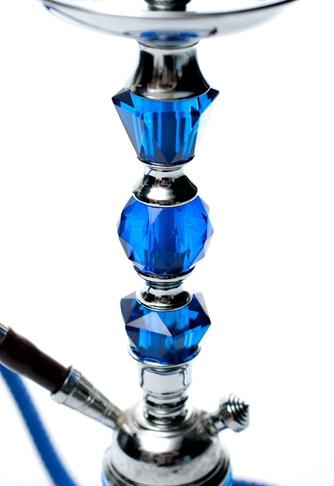 シーシャ(水タバコ)青【約43cm】 3 - 中央クリスタルの拡大です。カケなどがある場合がございます。予めご了承くださいませ。