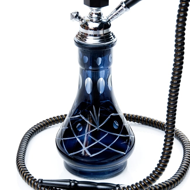 シーシャ(水タバコ)黒×濃紺【約50cm】 5 - ガラスの拡大です。※海外製品の為、若干プリントの剥がれや小傷等がある場合がございます。