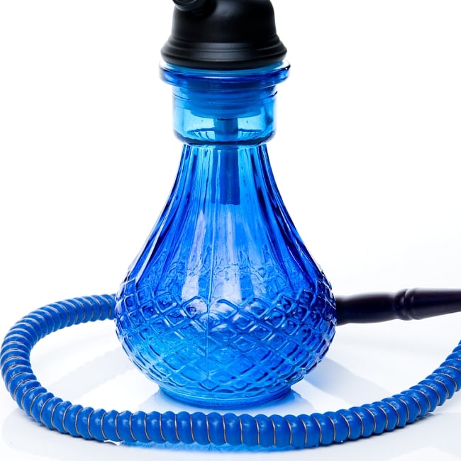 シーシャ（水タバコ）青 【約32cm】 5 - ガラスの拡大です。※海外製品の為、若干プリントの剥がれや小傷等がある場合がございます。