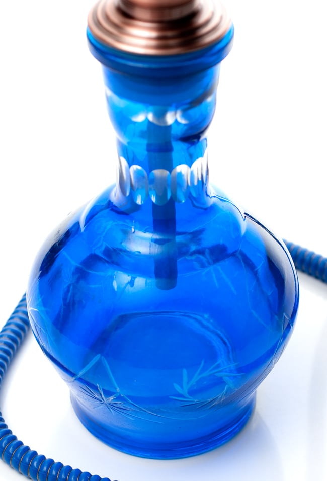 シーシャ(水タバコ)青 【約65cm】 5 - ガラスの拡大※写真の柄と多少異なる場合がございます