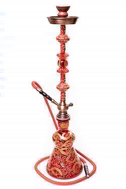 〔初めてのシーシャセット〕シーシャ(水タバコ) 赤 【約82cm】フレーバー、炭、アルミホイル、トング、説明書付き - サブ5